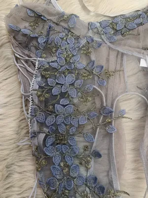 SHEIN Butterfly Embroidered Mesh Teddy Bodysuit Lingerie Medium thumbnail 4