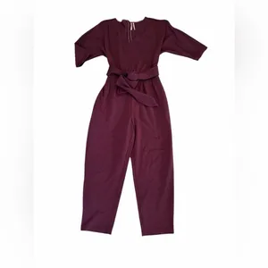 Anthropologie Sutton‎ Ponte Deep Purple Jumpsuit size large thumbnail 3