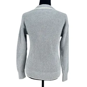 Coquette Chunky Knit‎ Cardigan Blue Gray 100% Cotton Soft Girl Coastal Prep XS thumbnail 5