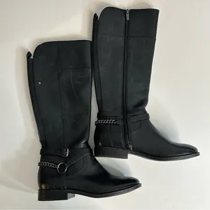Marc Fisher Alexis Black Leather Riding Boot Size 7‎ thumbnail 4