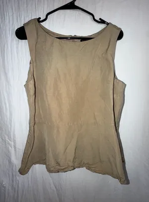 Banana Republic Linen Blend Sleeveless Peplum Top - Tan / Beige (Size 14) thumbnail 1