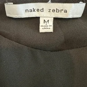 Naked Zebra Black Pleated‎ Cami Peplum Top Elastic Waist Medium thumbnail 5