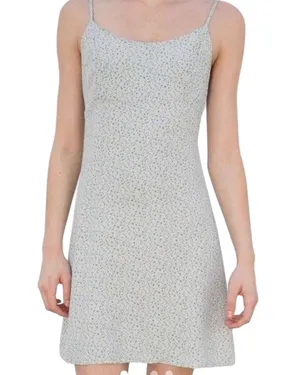 RARE Brandy Melville Blue Yellow Ditsy Floral Dress Slip Dress Tie Back S M thumbnail 1