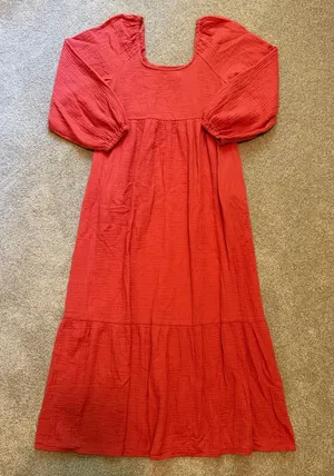 Universal Threads Orange Gauze Tiered Long Sleeve Maxi Dress thumbnail 1