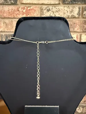 Vintage two tone double strand rhinestone bar and pendant necklace thumbnail 5