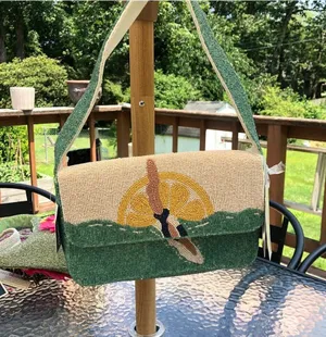 Beaded Lemon Diver Sequin Viral Statement Bag Marshall's Handcrafted India NWT thumbnail 1
