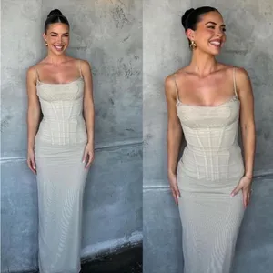 HOUSE OF CB L‎ D-DD 'Nalini' Sand Maxi Dress NWOT thumbnail 2