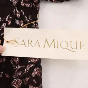 Sara Mique Metallic Lace Mermaid Gown Size S Espresso Brown Rose Gold NYE NWT thumbnail 5