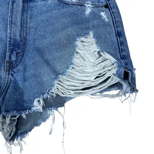 Abercrombie & Fitch Annie High Rise Distressed Denim Shorts Blue Edgy Size 28 6 thumbnail 3