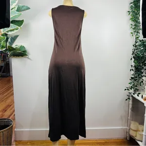 Ese O Ese Knit Maxi Fit Flare Dress Sz M Brown Sleeveless thumbnail 5