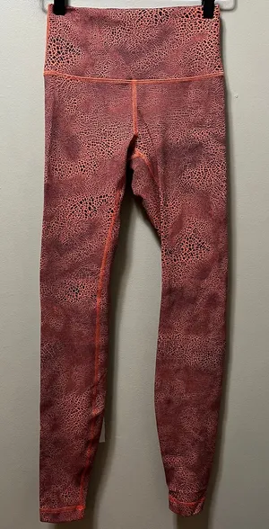 Lululemon Wunder Train HR size 4 Leggings‎ Crackle Vintage Orange Larkspur 28' thumbnail 1