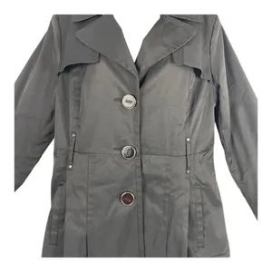 Kenneth Cole Black Trench Coat Sz L thumbnail 6