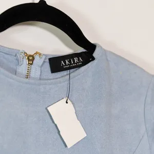 NEW Akira Faux Vegan Suede Leather Short Sleeve Mini Shift Dress Sky Blue M thumbnail 2