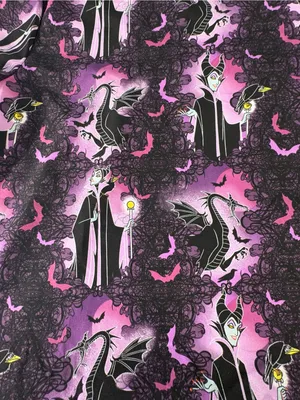 Disney Maleficent Scrubstar Scrub Top 3X Purple Dragon Halloween Villains Goth thumbnail 7