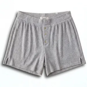Abercrombie & Fitch Heather Gray Ribbed Henley Lounge Shorts Women XS Pajamas thumbnail 1