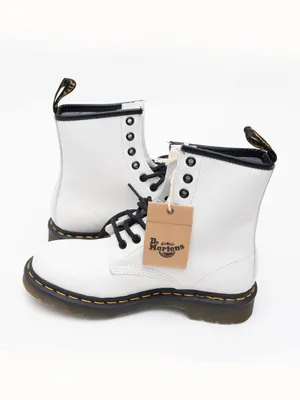 Dr Martens White Leather Combat‎ Boots Size 6 thumbnail 3