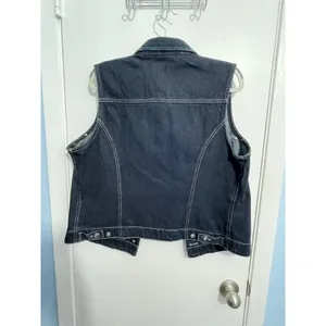Y2K Faded Glory Denim Vest Large Rhinestones Western Rockabilly Rodeo 90s thumbnail 4