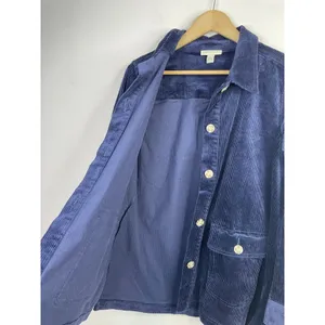 Appleseeds Wide Wale Corduroy Shacket Barn Coat Chore Jacket Stretch Navy Blue M thumbnail 8