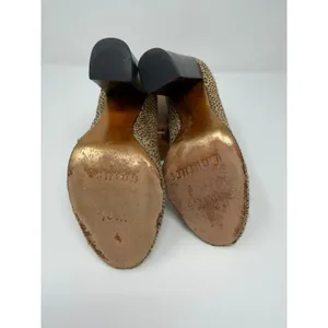 Juicy Couture Cheetah Print Calf Hair Block Heel Pumps Round Toe Tan BlK Size 7 thumbnail 6