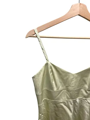 Banana Republic Y2K Satin Midi Dress Lime Size 4 Minimalist Special Occasion thumbnail 8