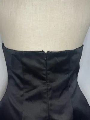 Commence Black Satin gothic Formal elegant Strapless Short Dress Minimalist M thumbnail 7