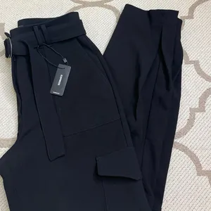 Express Super High Rise Cargo Trousers Black Belted Tapered Ankle Pants Size 4 thumbnail 2
