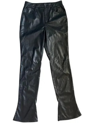 AFRM x REVOLVE Vegan Leather Mini-Flare High-Rise Noir Graysen Pant Size 29 Tall thumbnail 4