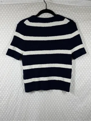Madewell Black White Boucle Knit Crewneck Sweater thumbnail 6