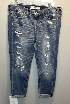 Abercrombie & Fitch Women's Distressed Boyfriend Jeans Size 10‎ thumbnail 1