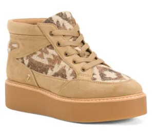 ZODIAC Siona Faux Suede Platform Booties Southwestern Print Elmwood Tan 7.5 NEW thumbnail 1