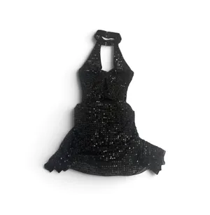 Ethelie Embellished Draped Corset A-Line Mini Dress in Black thumbnail 10
