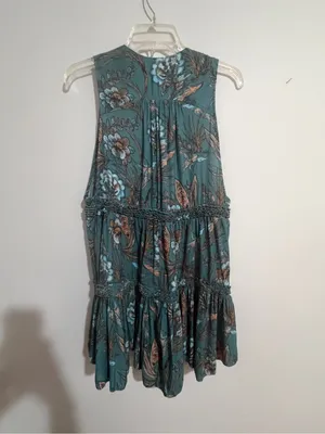 Free People Teal Floral Tiered Tunic- Small thumbnail 7