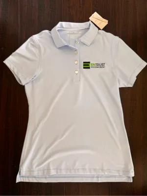 Peter Millar Light Blue Striped Polo with  Logo thumbnail 1