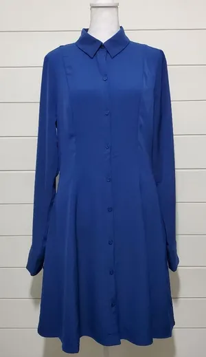 Abercrombie & Fitch PLEATED FLIRTY MATTE SHIRTDRESS - Shirt dress‎ blue Size MT thumbnail 1