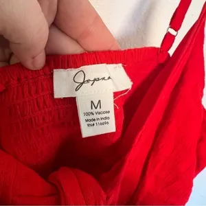 Japna Women's Size Medium Tank Top Red Faux Button Tie Front‎ Smocked 31027S thumbnail 9