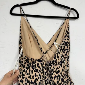 Essue Tan Animal Print Midi Dress Womens M Summer Strappy Casual Belted Classic thumbnail 9