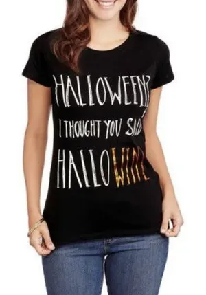 Halloween? I thought You Said Hallowine T-Shirt, Sz S thumbnail 1