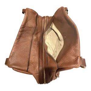 UGG‎ Brown Pebbled Leather Shoulder Bag Gold Hardware Zip Top Crossbody Purse thumbnail 7