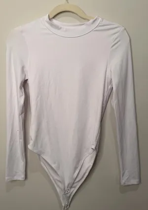 Good American White Long Sleeve High Neck Bodysuit Size 3 Large GB0048 thumbnail 1