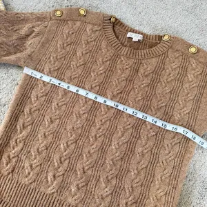 J. Crew Women’s Cable Knit Sweater Wool Alpaca Blend Soft Yarn in Brown S thumbnail 8