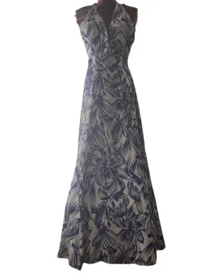 Olivaceous Halter Maxi Wrap backless Floral Spring Wedding Guest Dress Romantic thumbnail 5