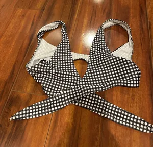 Zaful Black & White Gingham Bikini Top thumbnail 1