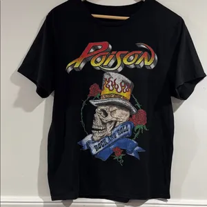 Poison Black Graphic T-Shirt large rock n roll short sleeve tee thumbnail 1