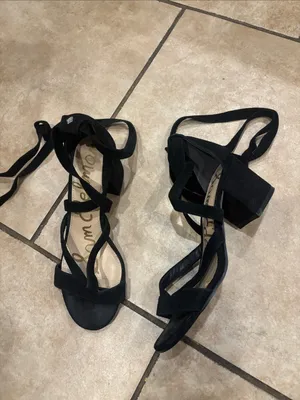 Sam Edelman Sheri Black Suede Lace Up Block Herls thumbnail 2