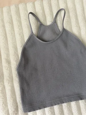Free People Ribbed Gray Cropped Tank thumbnail 2