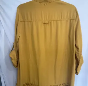 ZARA mustard yellow drop waist button front ruffled Lyocell tunic dress listing-status-banner thumbnail 5