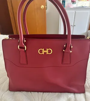 Salvatore Ferragamo Burgundy Leather Tote with Gold Hardware thumbnail 1