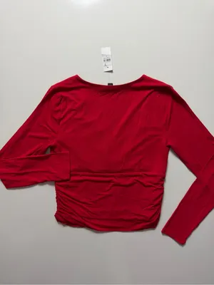 NWT Ann Taylor V-Neck Long Sleeve Pullover Blouse, Red, Size M thumbnail 3