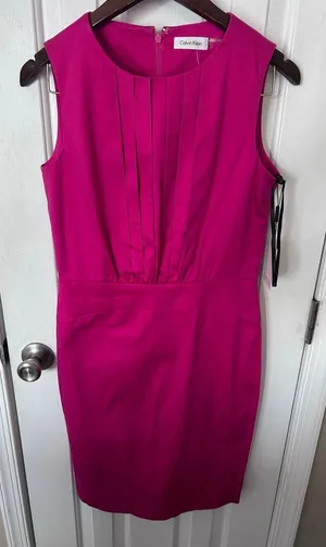 Calvin Klein hot pink work dress stylish cotton blend work attire size 6 thumbnail 1