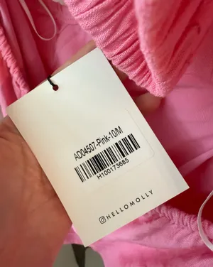 Hello Molly Draped Cowl Neck Strappy Pink Mini Dress | Textured Linen Look | Size M thumbnail 5